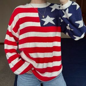 Altar’d State American Flag Sweater USA Knit Patriotic Oversized Cozy